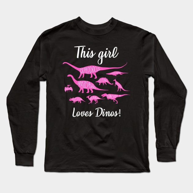 This Girl Loves Dinos T-Shirt, Dinosaur Shirt, Dinosaur Birthday Shirt, Dino Shirt, Birthday Shirt, Girl Dinosaur Shirt, T-Rex Shirt Long Sleeve T-Shirt by johnii1422